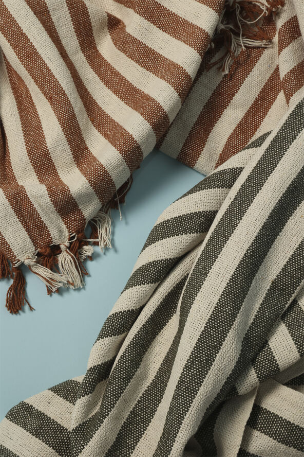 Plaid, Stribet-Gylden Brun/Natur, 130x180 cm