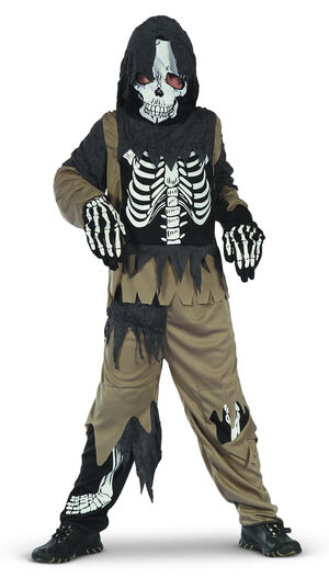 RIO SKELET ZOMBIE 120 CM TRØJE-BUKSER-HOOD-MASKE