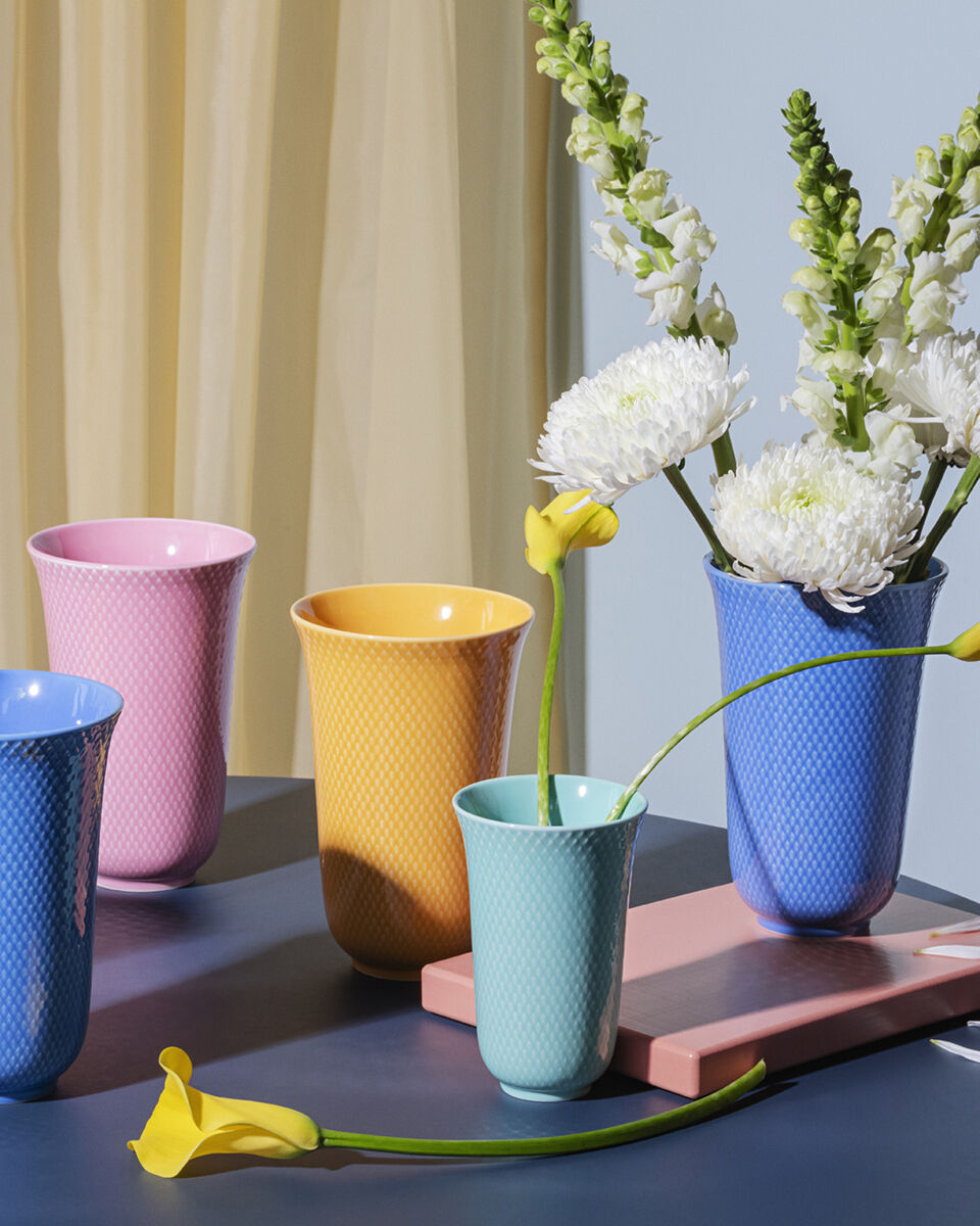 Rhombe Color Vase H15 aqua porcel&aelig;n