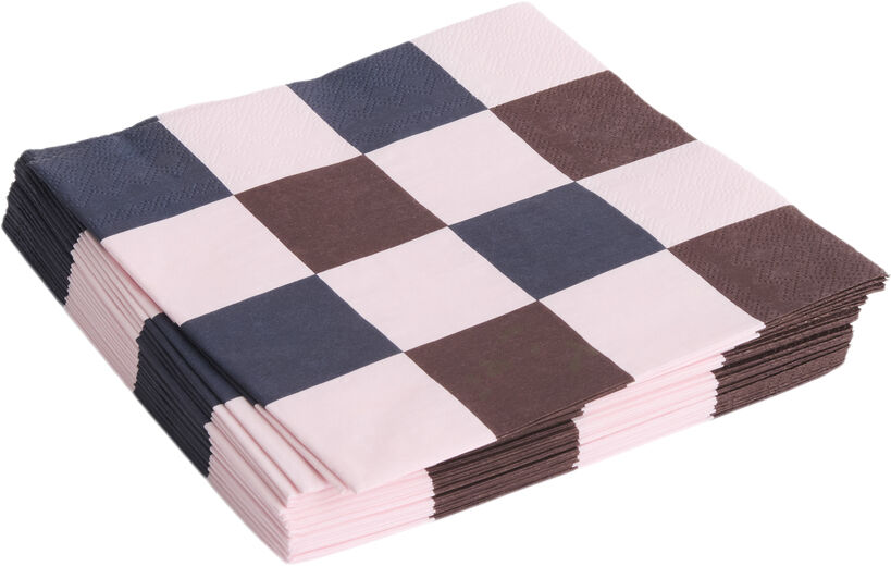 Pattern Napkins-Set of 20 Dinner-Light pink, bordeaux and black M chec