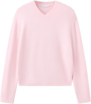 Striped knit jumper with V-neck