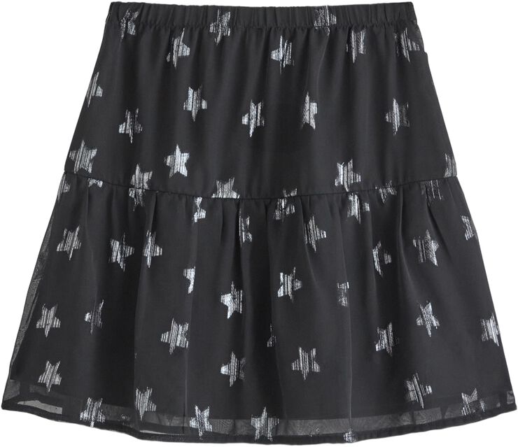 Lett skjørt i chiffong med stjerner