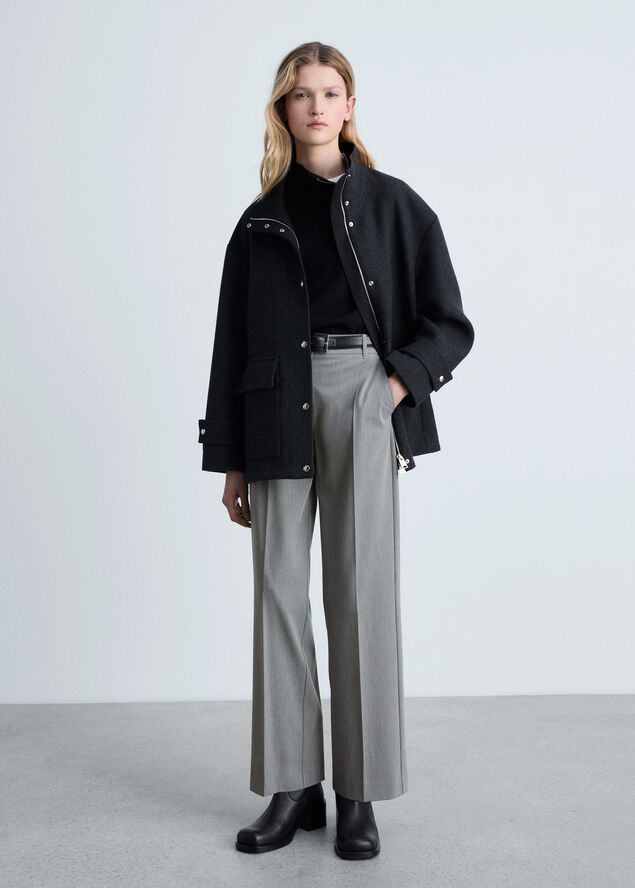 Straight mid-rise trousers