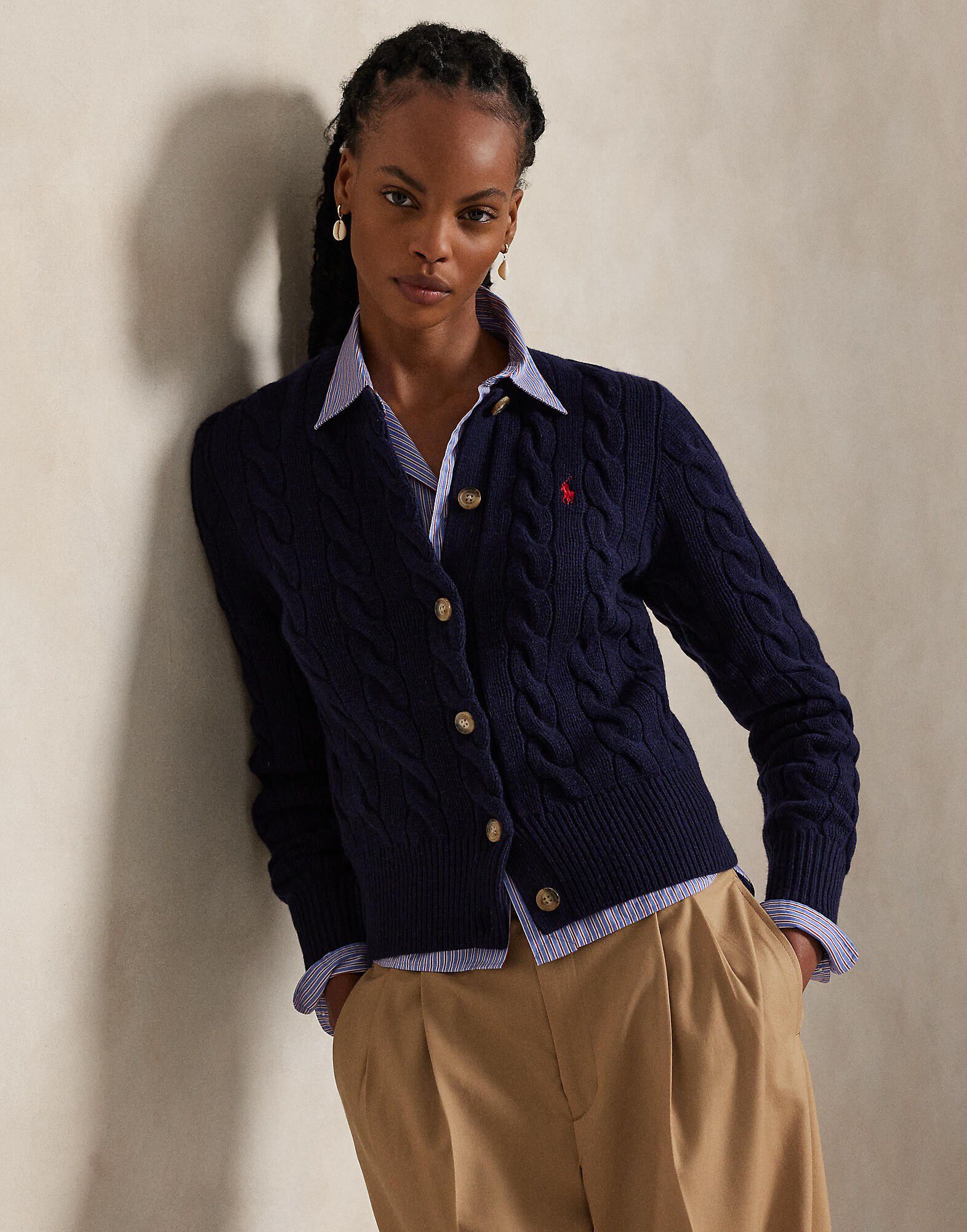 Cable-Knit Wool-Cashmere Cardigan