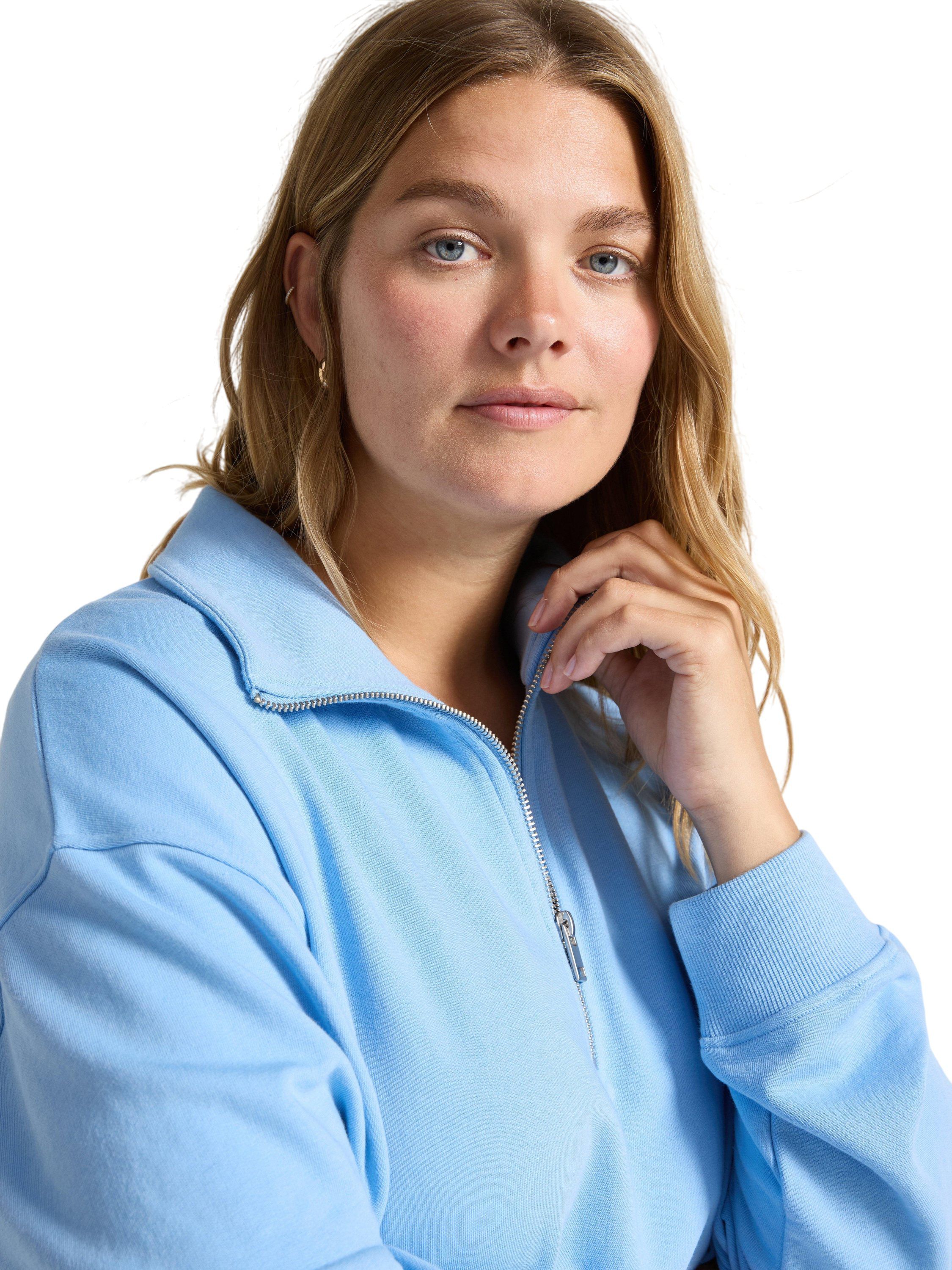 Mjuk sweatshirt med half zip och av