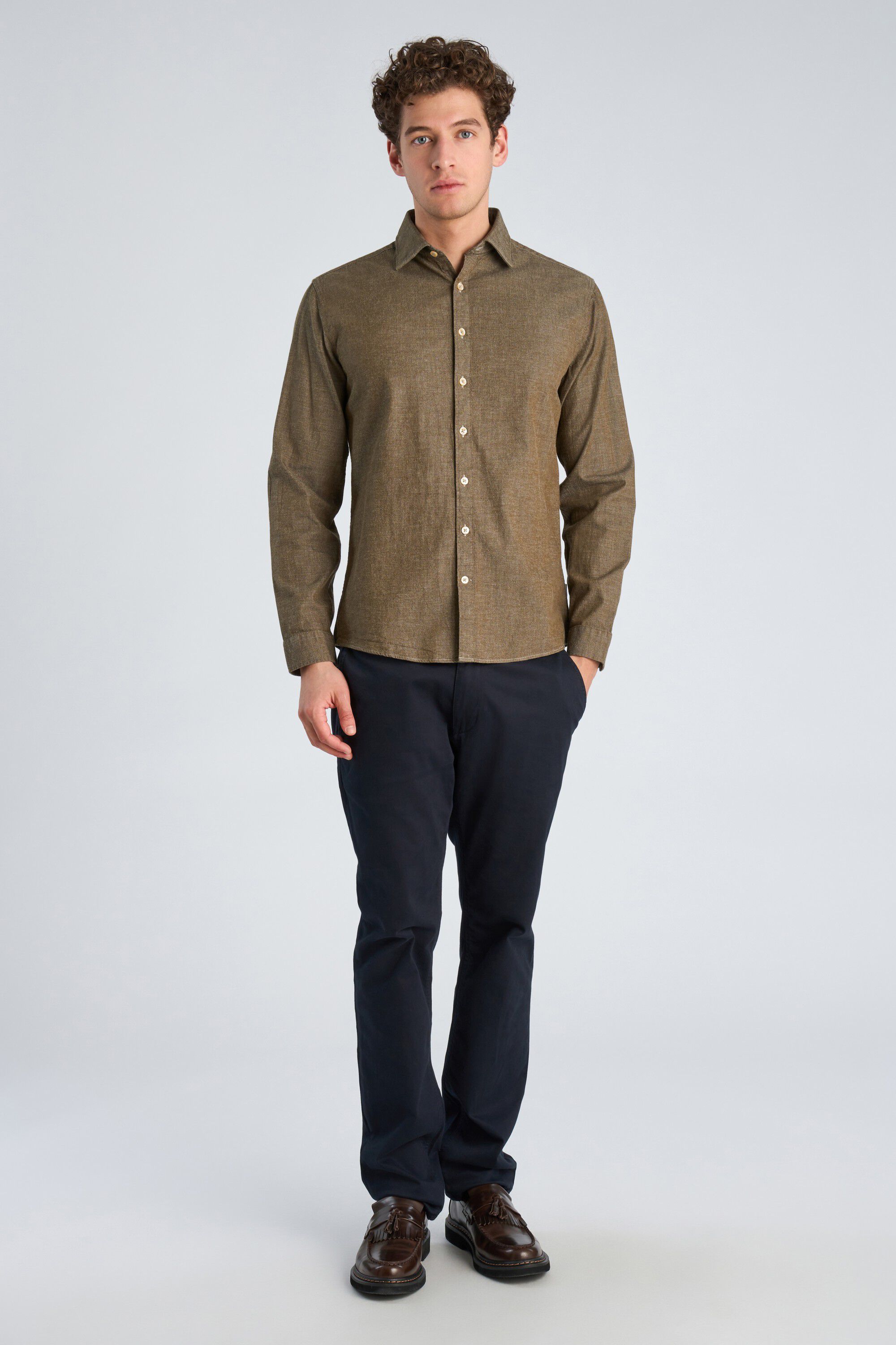 Soft indigo stretch shirt L/S