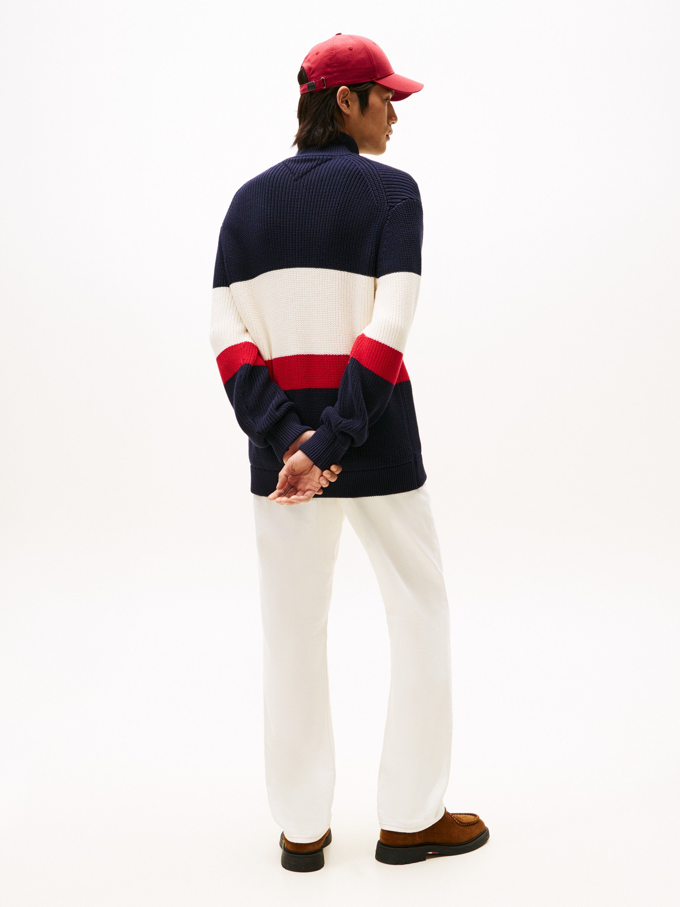 RWB RIB CHEST STRIPE ZIP THROUGH