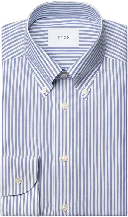 Contemporary Fit Mid blue Striped Signature Oxford Shirt