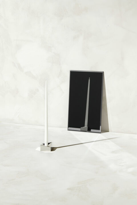 STOFF Nagel reflect candle holder, small - chrome/krom