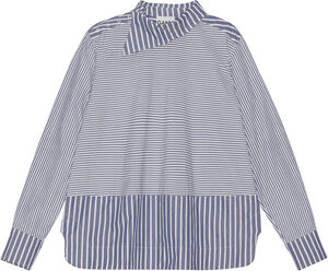 Stripe Cotton Asymmetrical Collar S