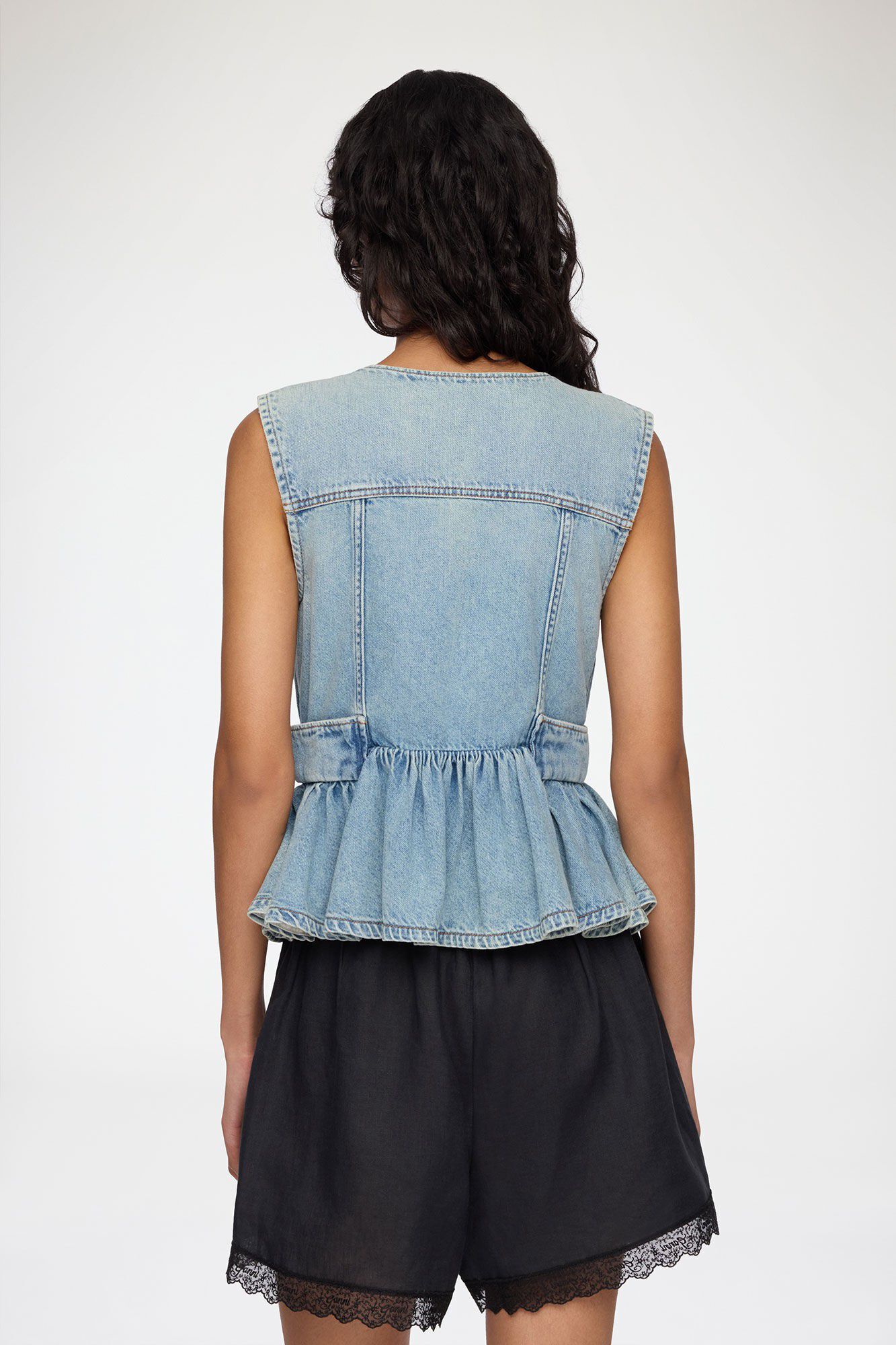 Lightweight Denim Peplum Vest