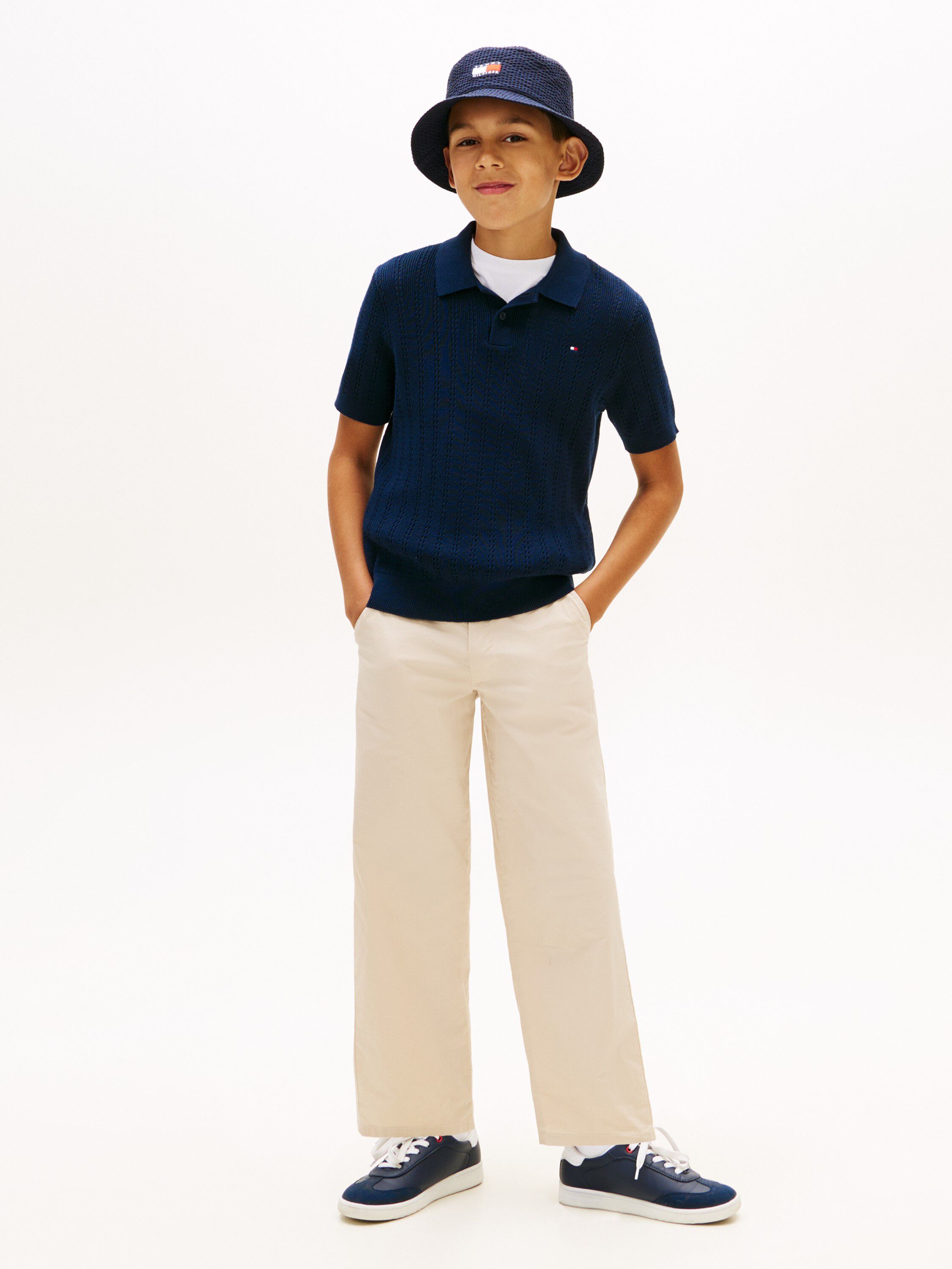 Regular Fit Open Knit Polo Shirt