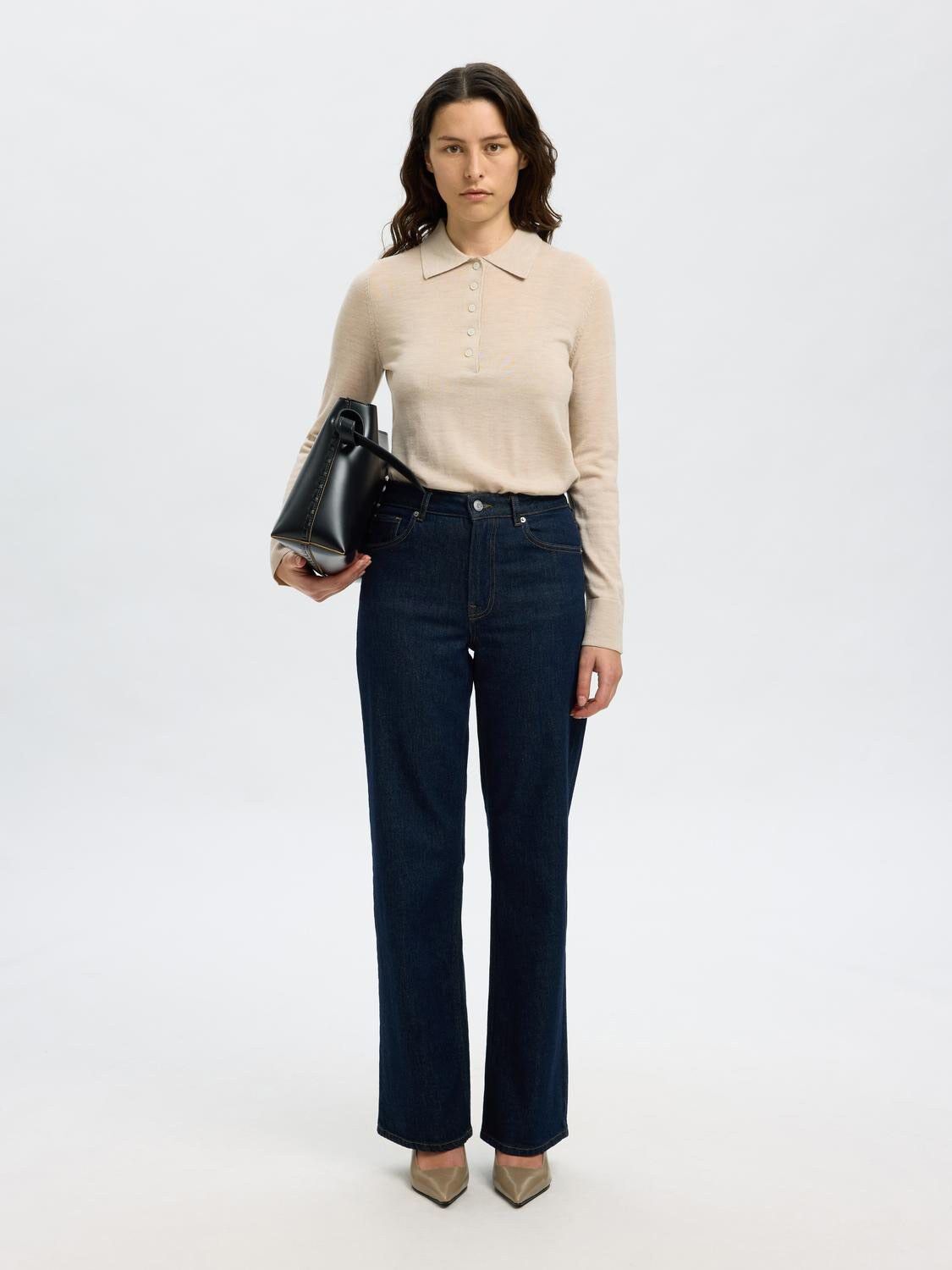 Slfthea Ls Knit Merino Collar Neck Noos