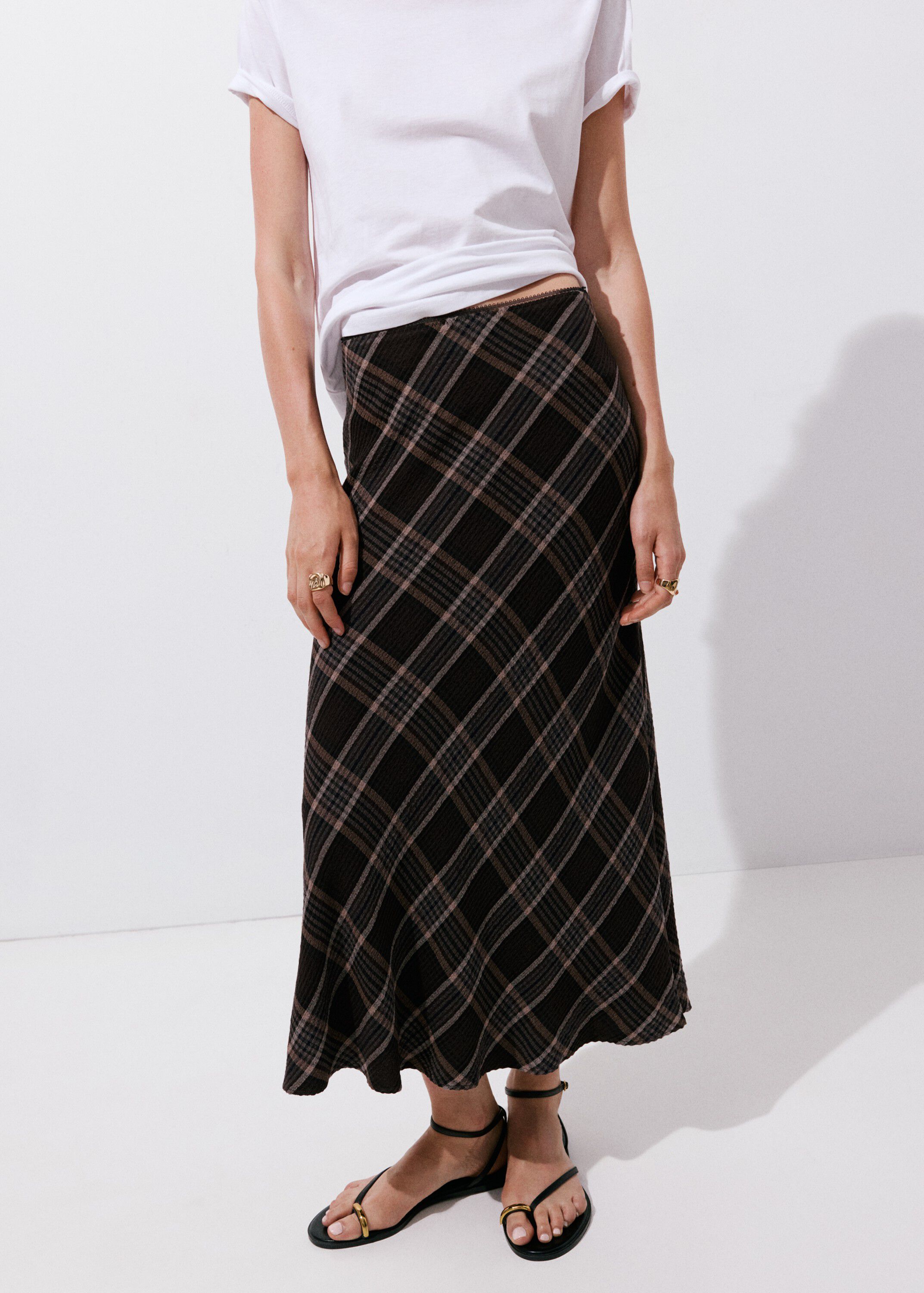Checked midi skirt