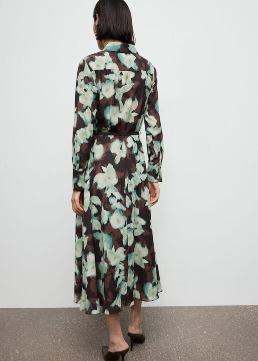 Printed shirt dress with belt