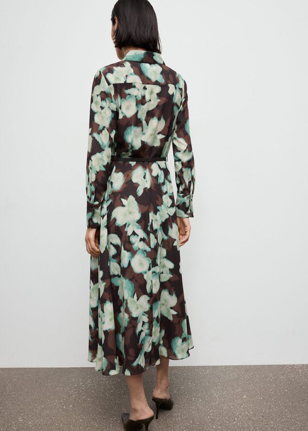Printed shirt dress with belt