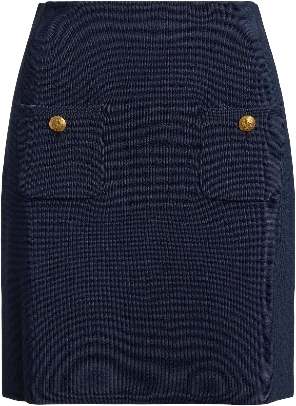 Button-Trim Sweater Pencil Miniskirt