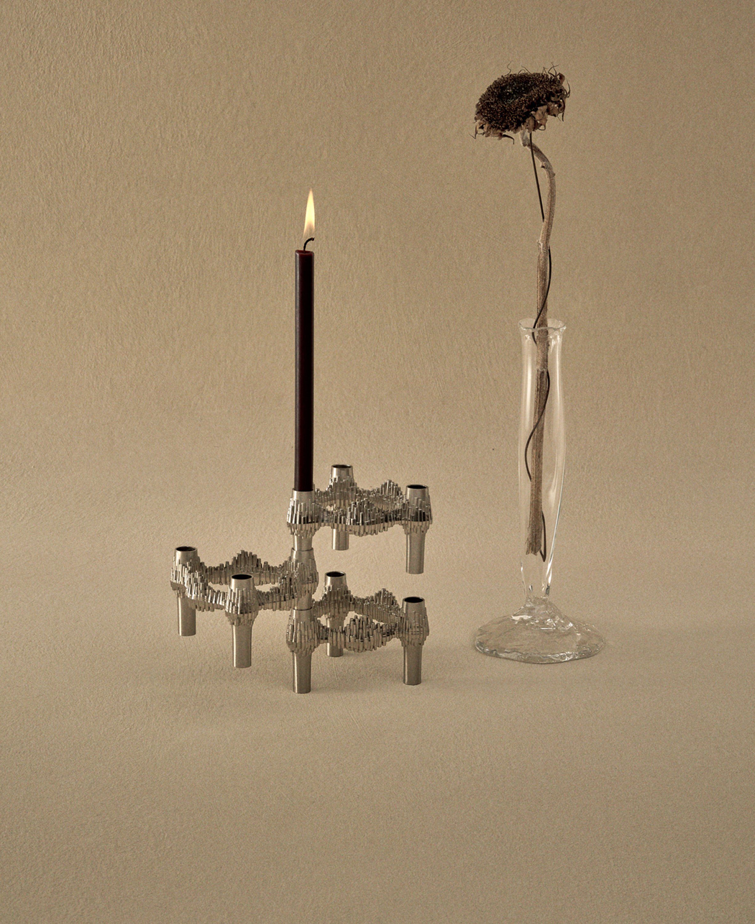 Quist candle holder set with 3 pcs - brushed chrome