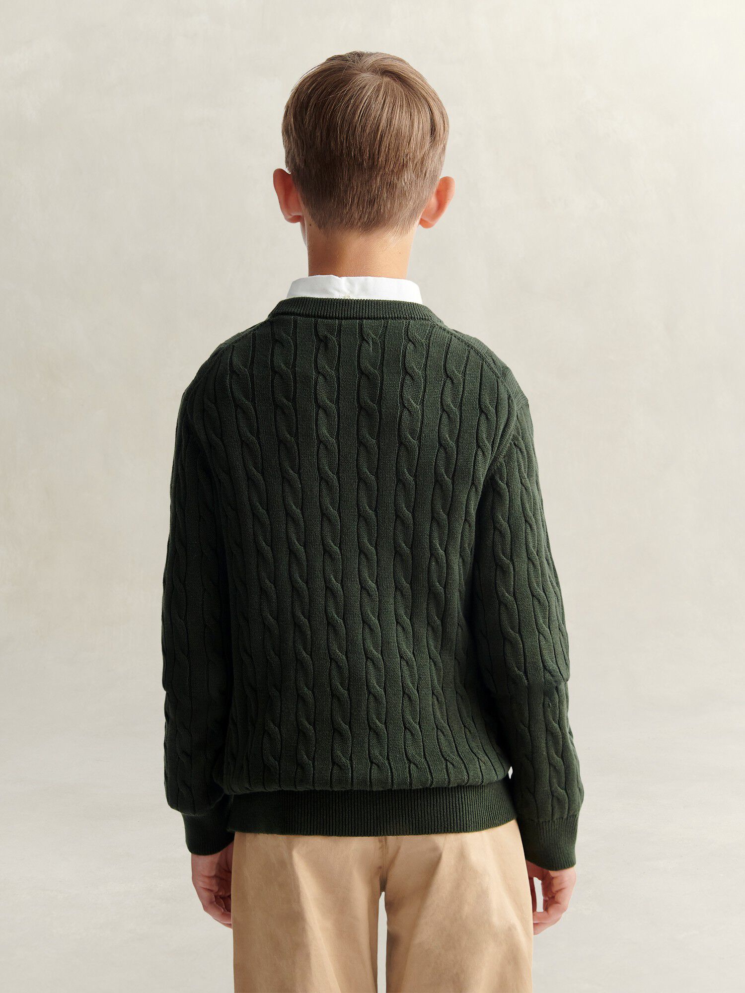 Shield Cotton Cable Neck Sweater