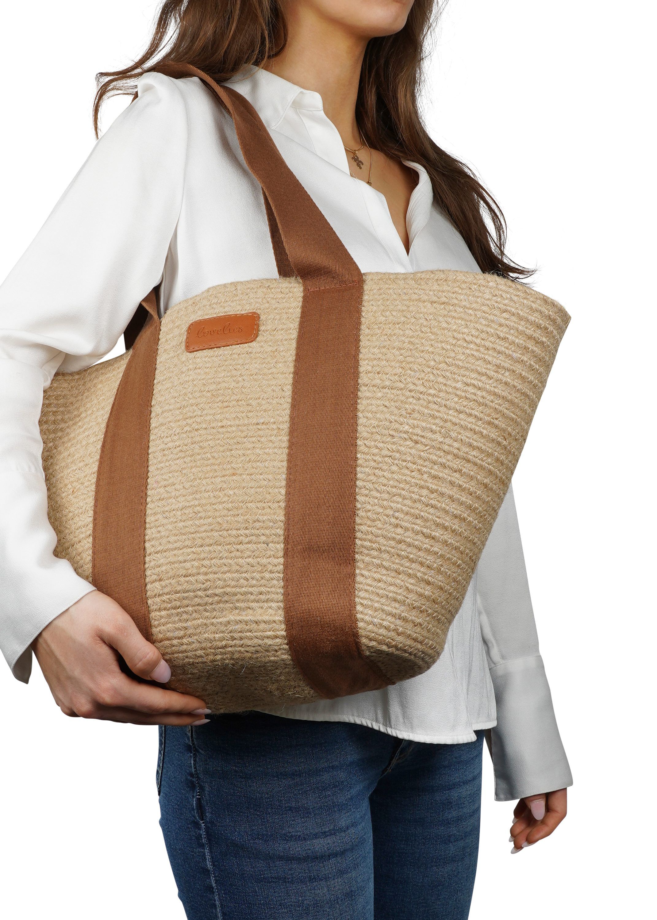 PEPPINO - JUTE BAG WITH COTTON HANDLES 45 X 40 CM