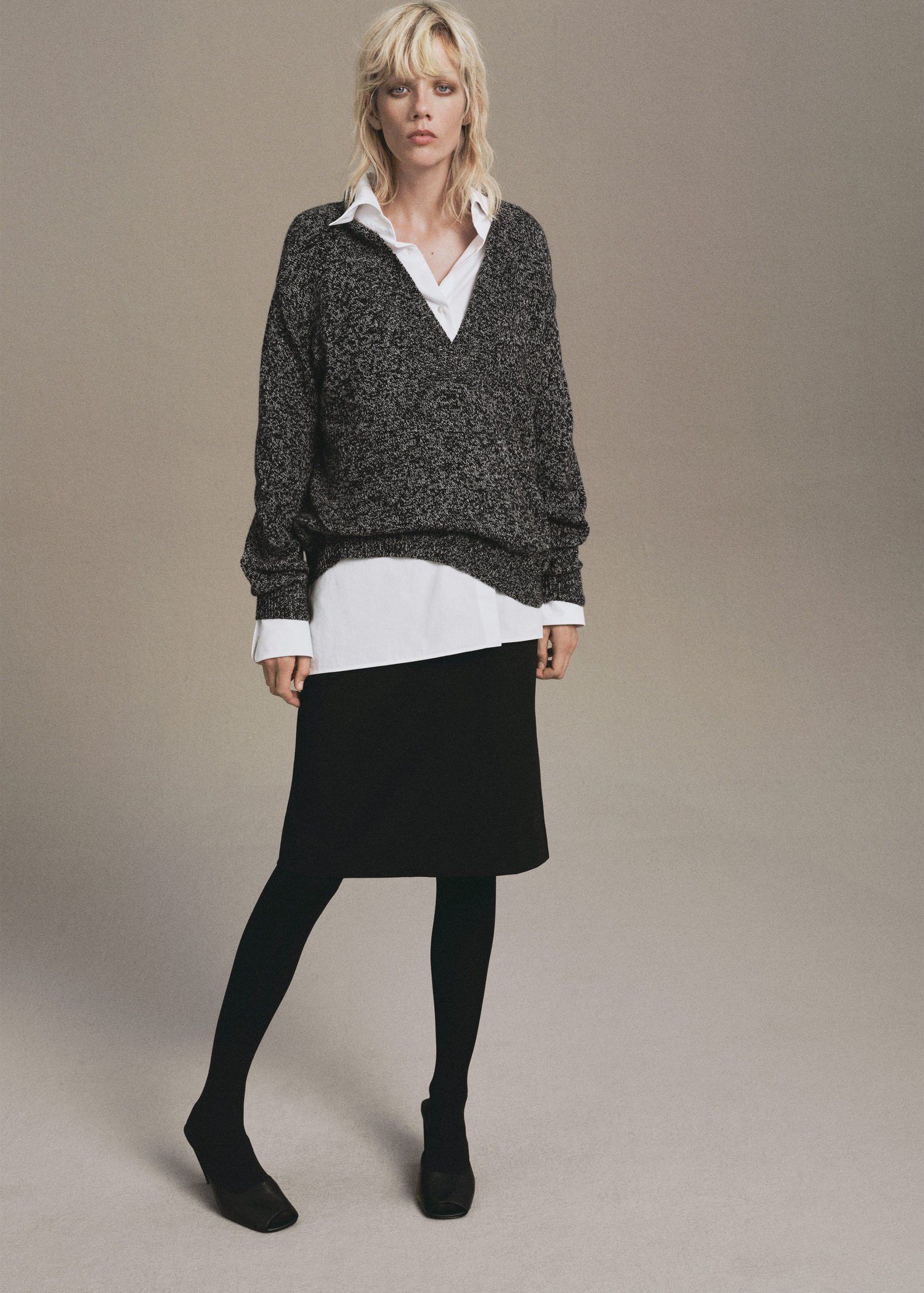 Speckled V-neck sweater