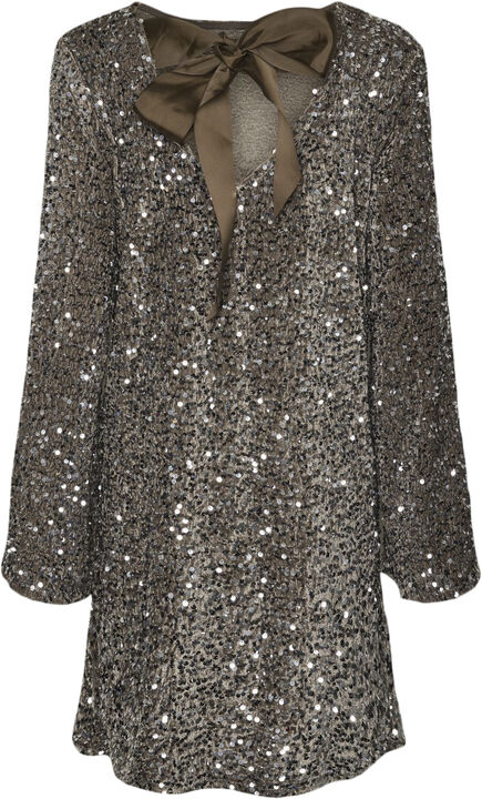 PCKAM LS DEEP BACK BOW DRESS BC