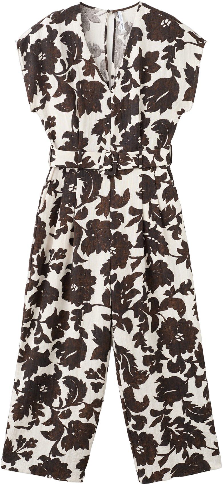 Floral print jumpsuit with belt