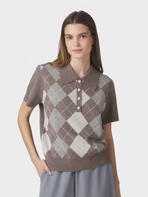 Gia Check Knit Blouse