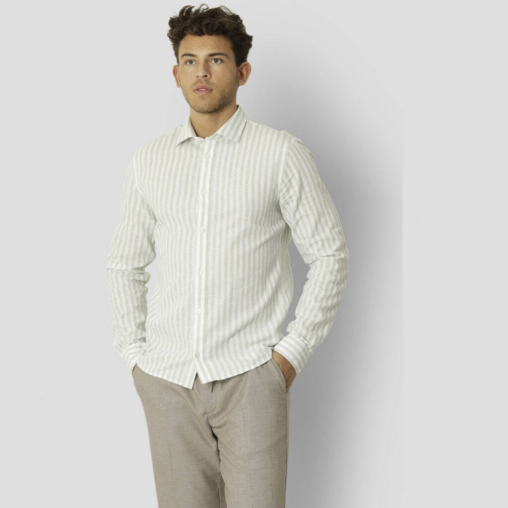 Jamie Cotton Linen Striped Shirt LS