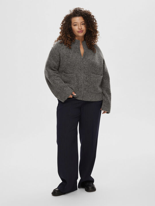 SLFSIA RAS LS ALPACA BLEND KNIT ZIPPER CARDIGAN