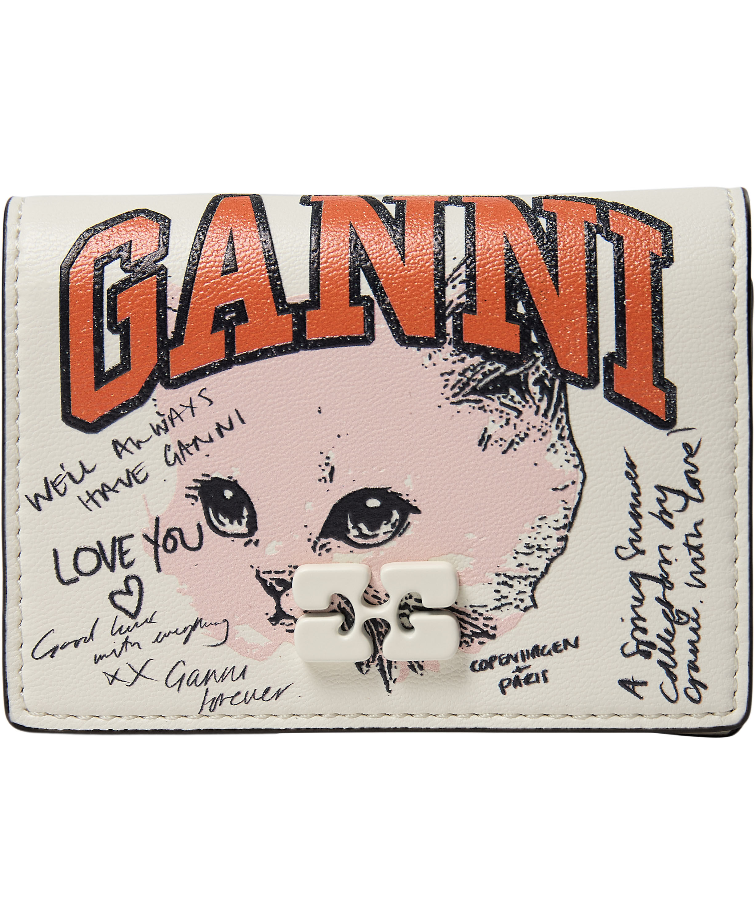Ganni Card Holder With Flap Cat Sig