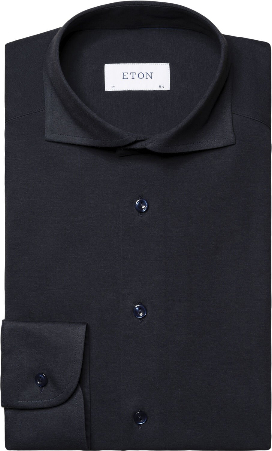 Contemporary Fit Navy Blue Solid Four-Flex Stretch Shirt