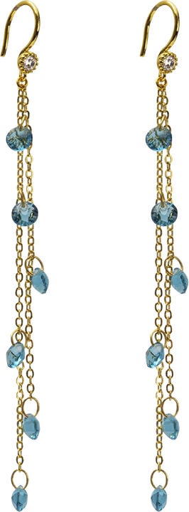Anette Blue Crystal Earrings - Gold