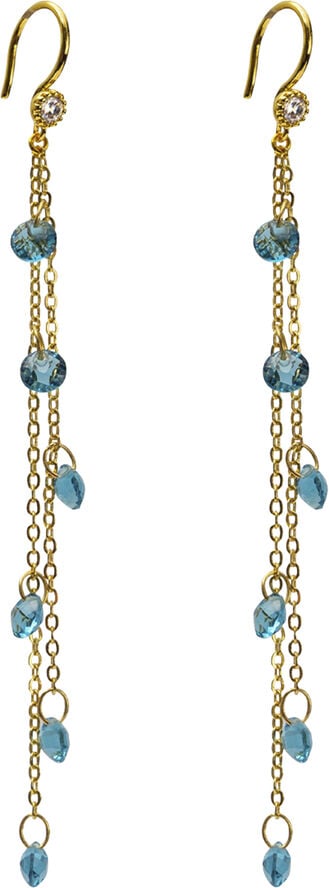 Anette Blue Crystal Earrings - Gold