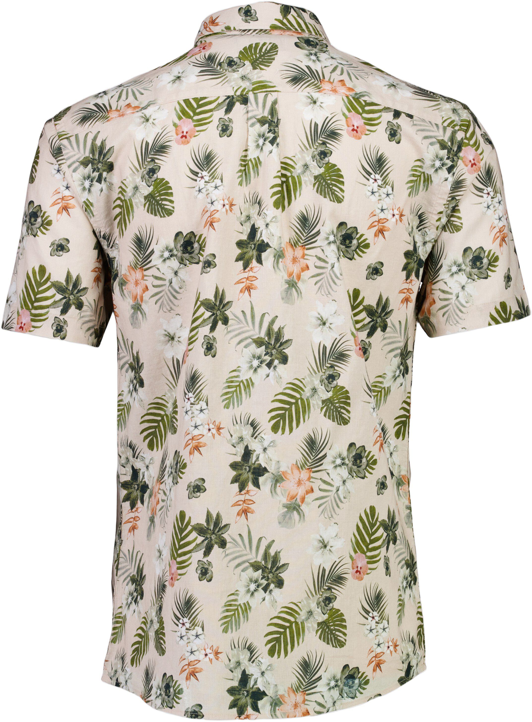 Printed cotton/linen shirt S/S