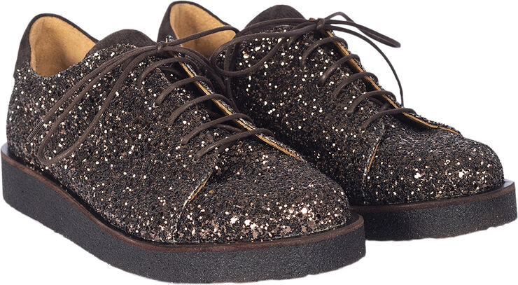 Sneaker i glitter på plateausål