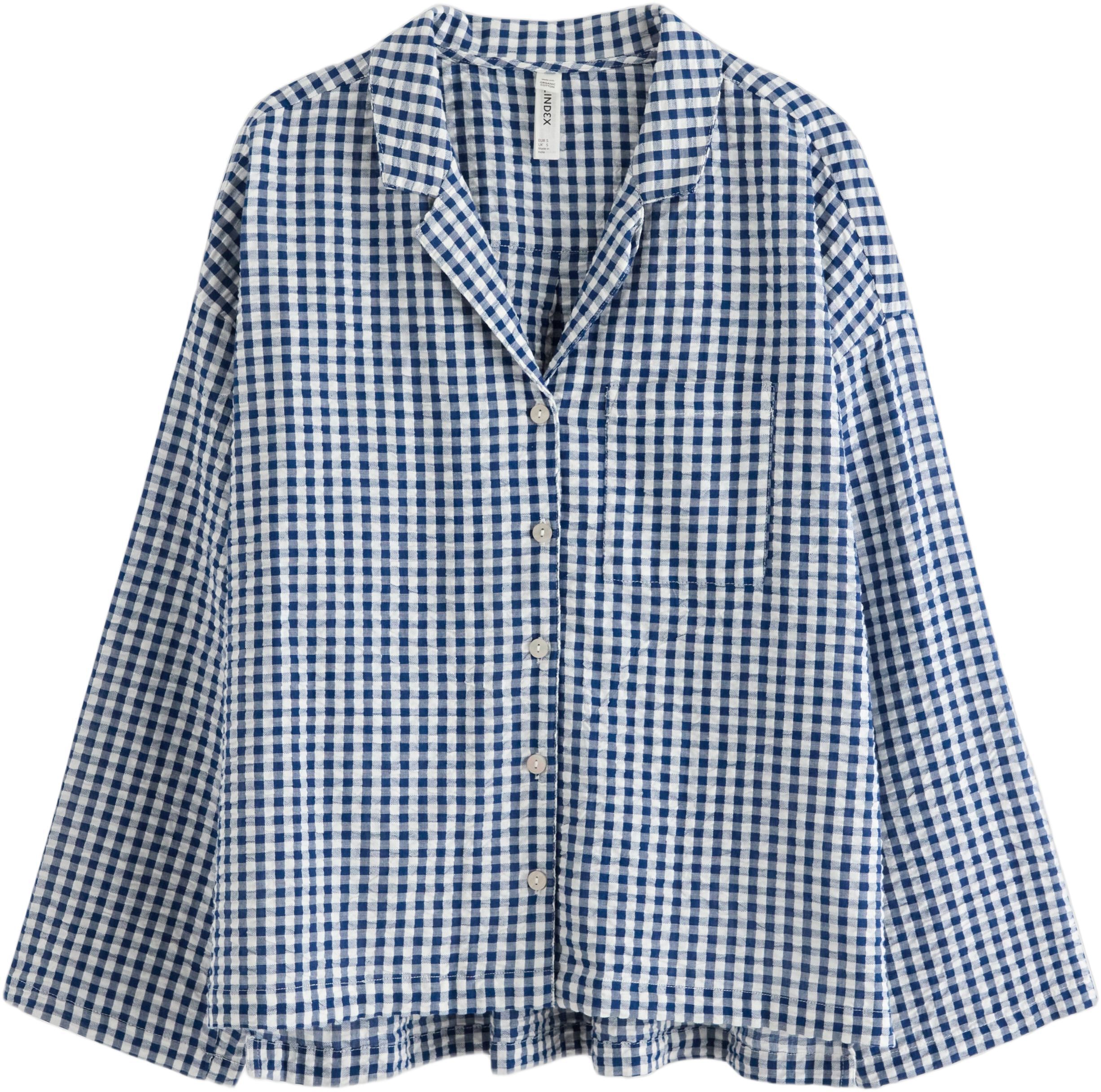 Pyjama shirt in seersucker with lon