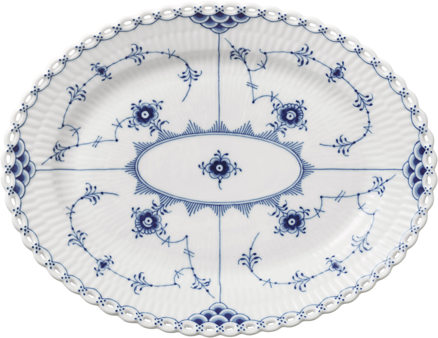 Musselmalet Helblonde Fad oval 25 cm