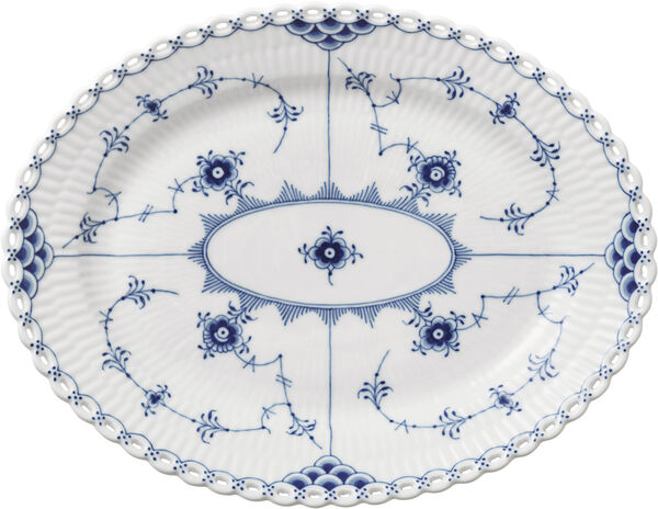 Musselmalet Helblonde Fad oval 25 cm