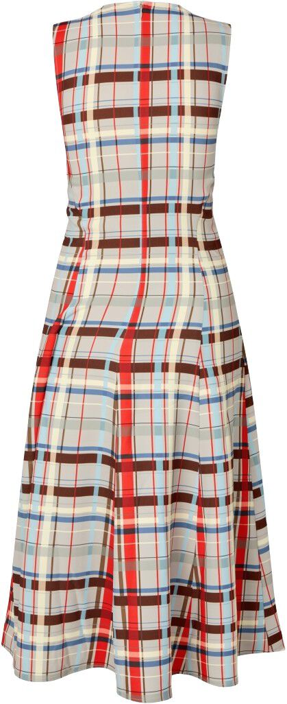 2429 Checkered Cady, Sleeveless Gathered Midi Dress