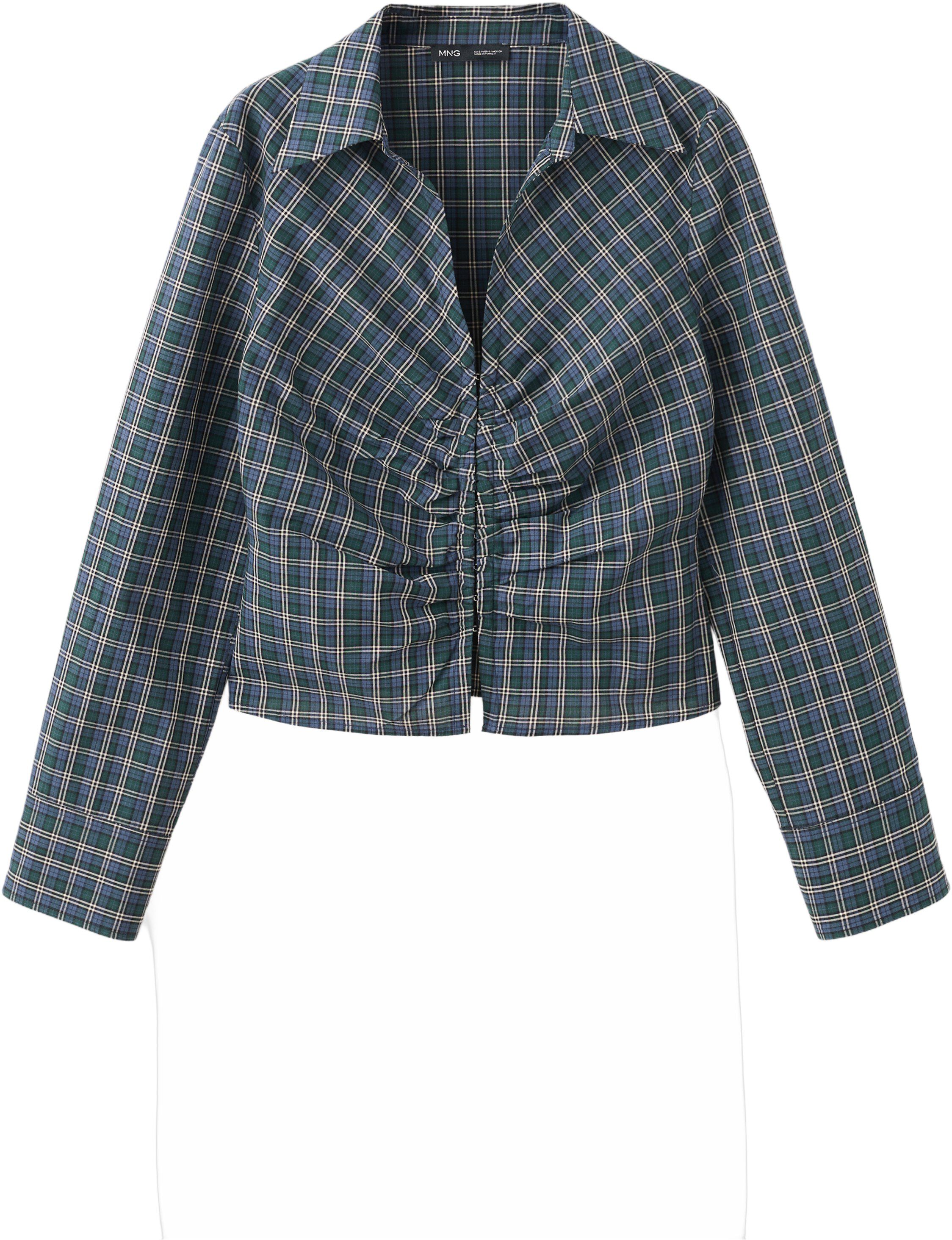 Gathered check blouse