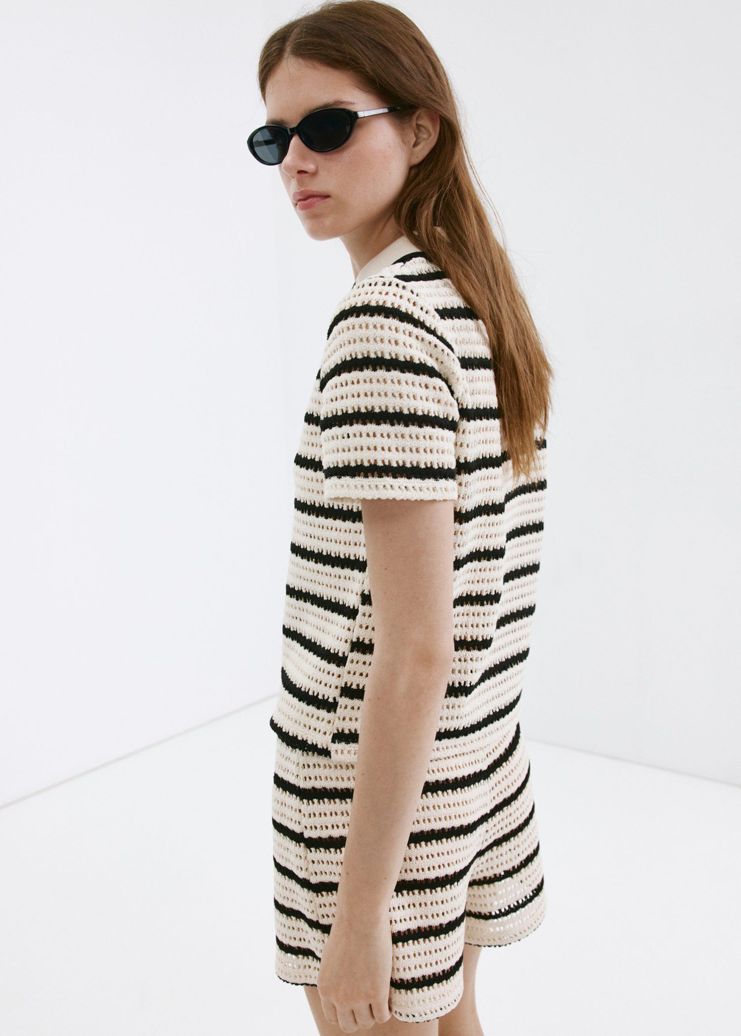 Striped crochet shorts