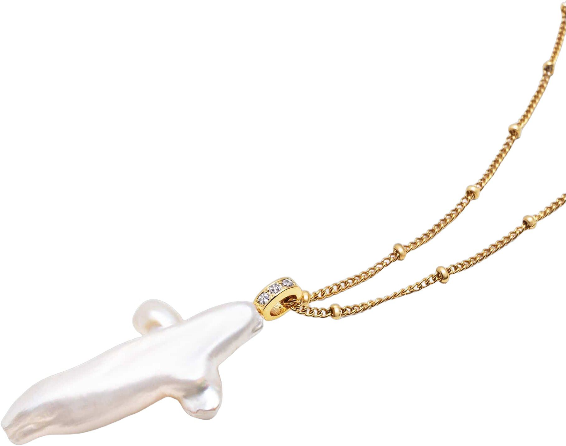 Pearl Cross Chain Necklace