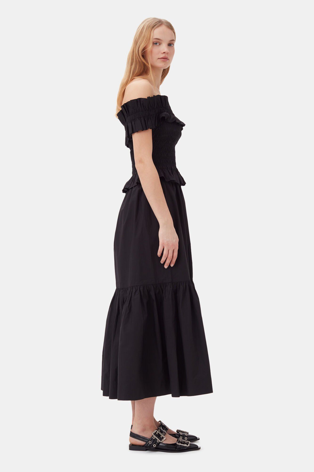Cotton Poplin Maxi Flounce Skirt