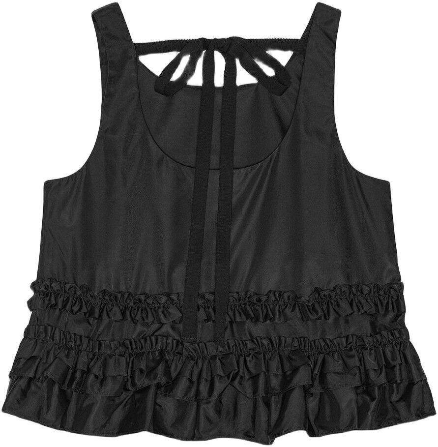 Duchesse Nylon Open Back Frill Top