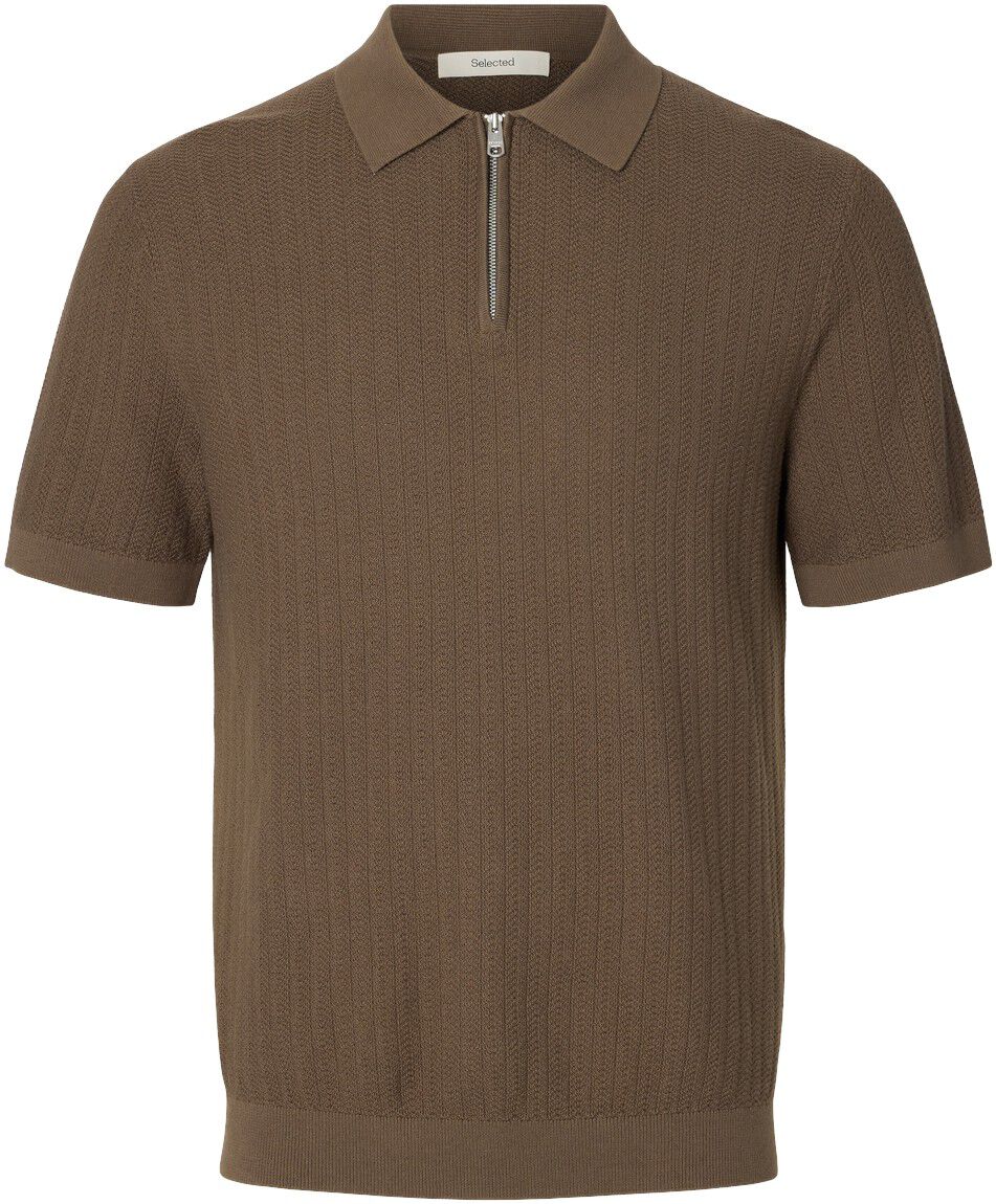 Slmcran Ss Knit Structure Zip Polo Noos
