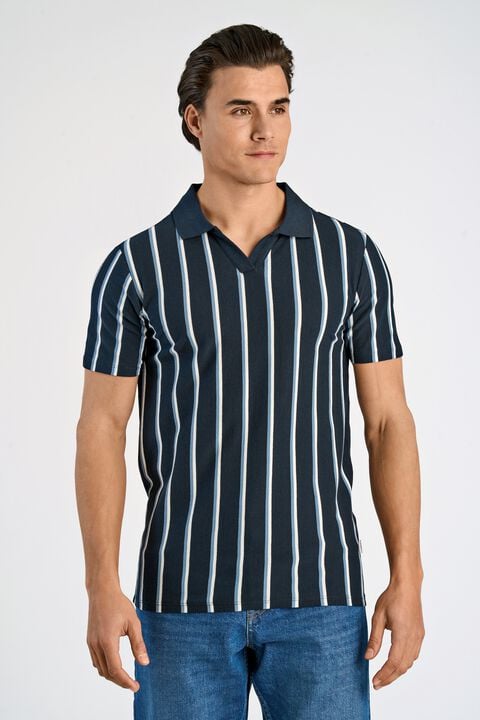Striped piqué polo shirt S/S