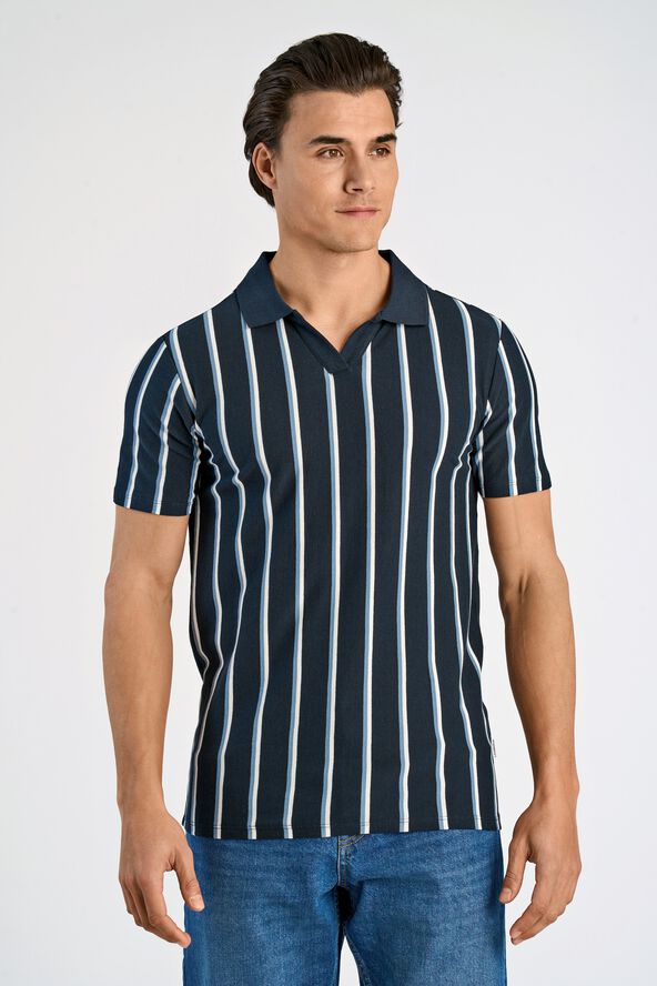 Striped piqué polo shirt S/S