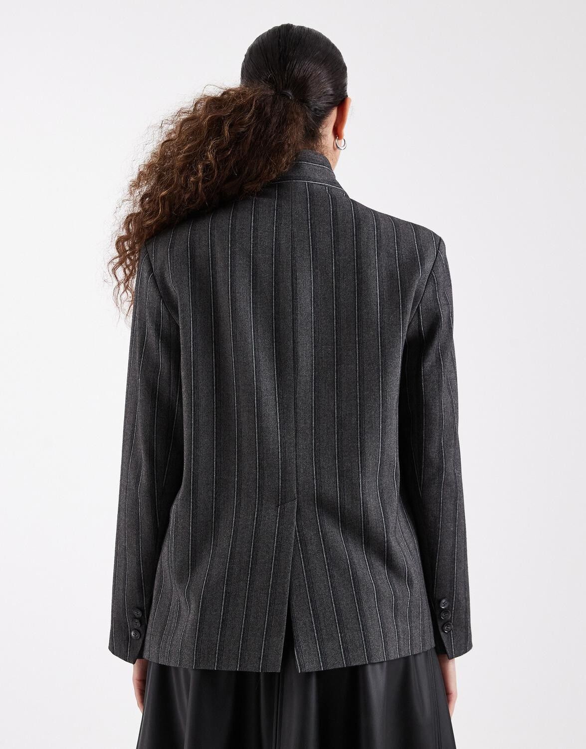 Tsalaz Pinstripe Highneck Blazer