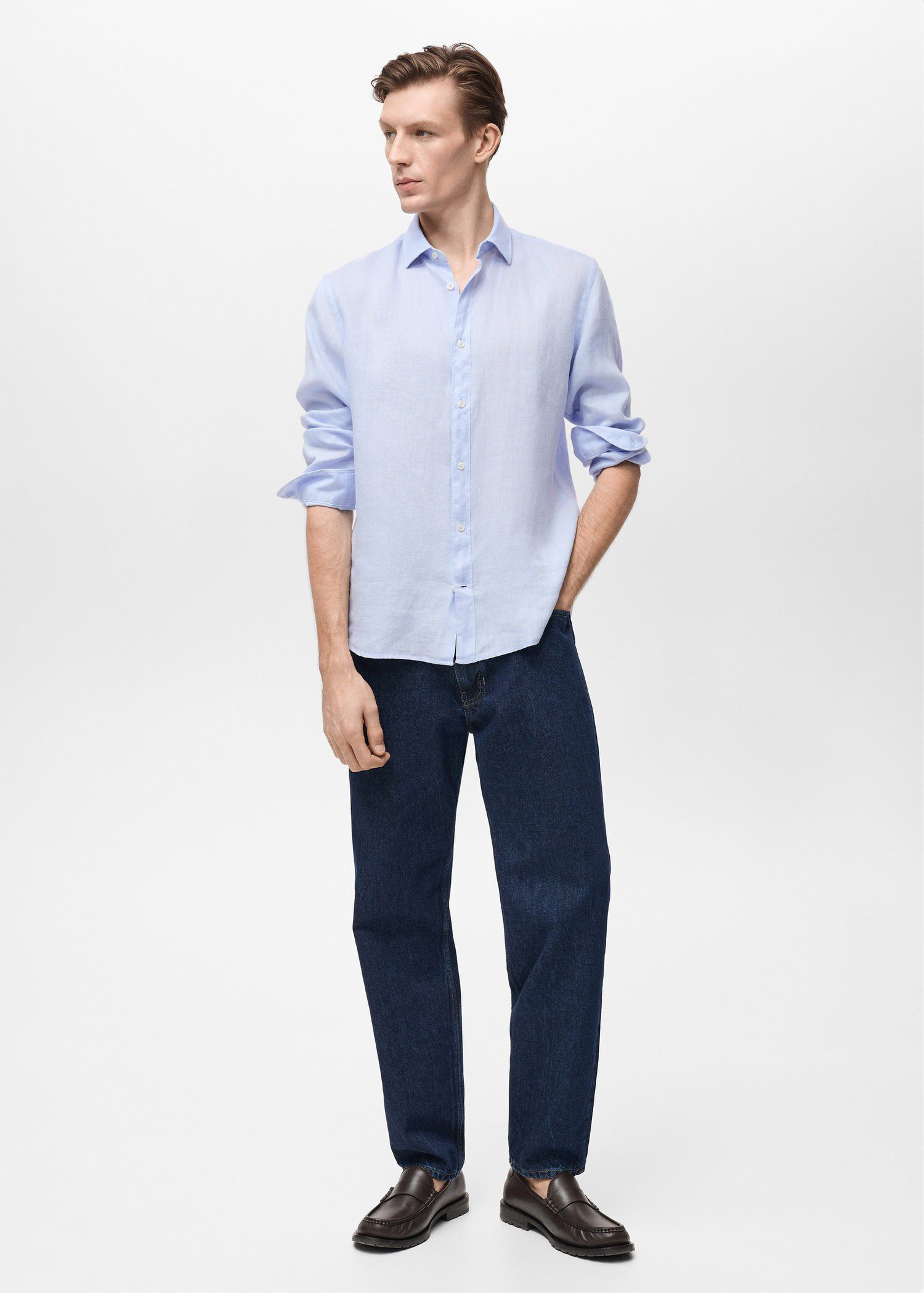 Regular-fit 100% linen shirt